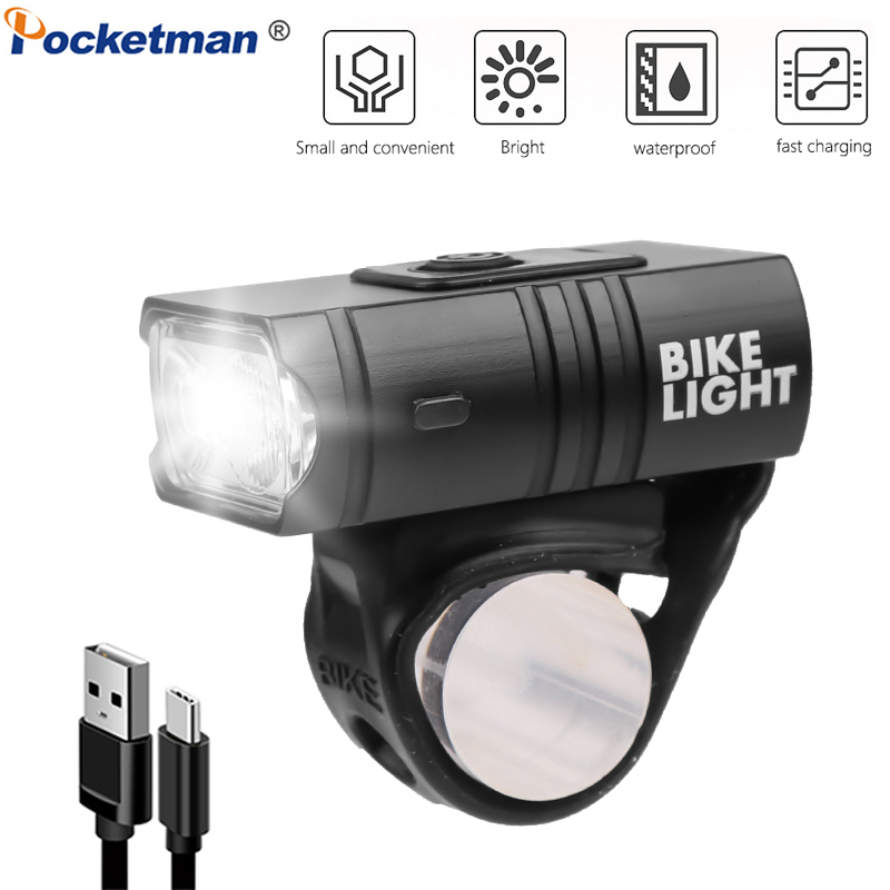 

New Bike Light USB Rechargeable Bicycle Light Rainproof 6 Modes Bicycle Front Lamp Headlight Built-in Battery