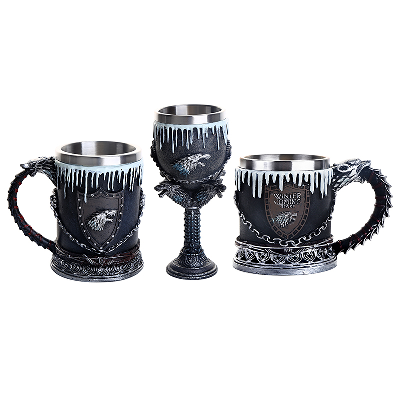 

1Pcs Mug Goblet Stainless Steel Resin Beer Tankard Coffee Cup Wine Glass Mugs 620ml 450ml 220ml Man Boy Gift, G17