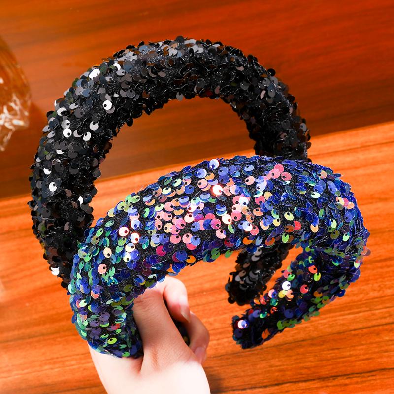 

Levao Colorful Sequins Thickened Hair Band Non-slip Hair Press Fabric Band Female Accessories