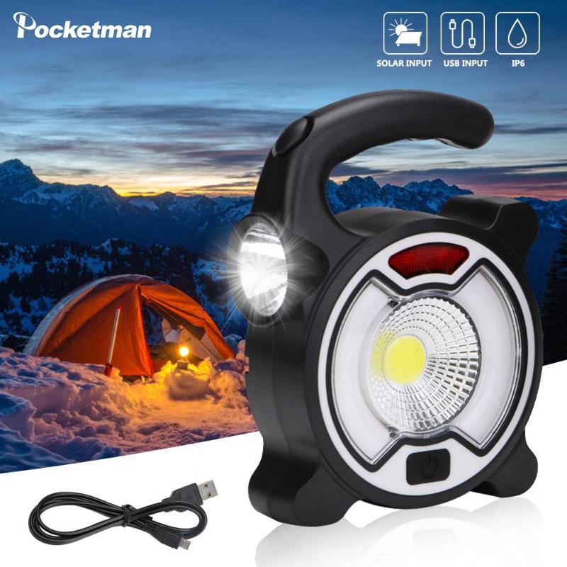 

Solar COB Work Light LED Portable Lantern Waterproof Emergency Portable Spotlight Rechargeable Flood Light Outdoor Camping