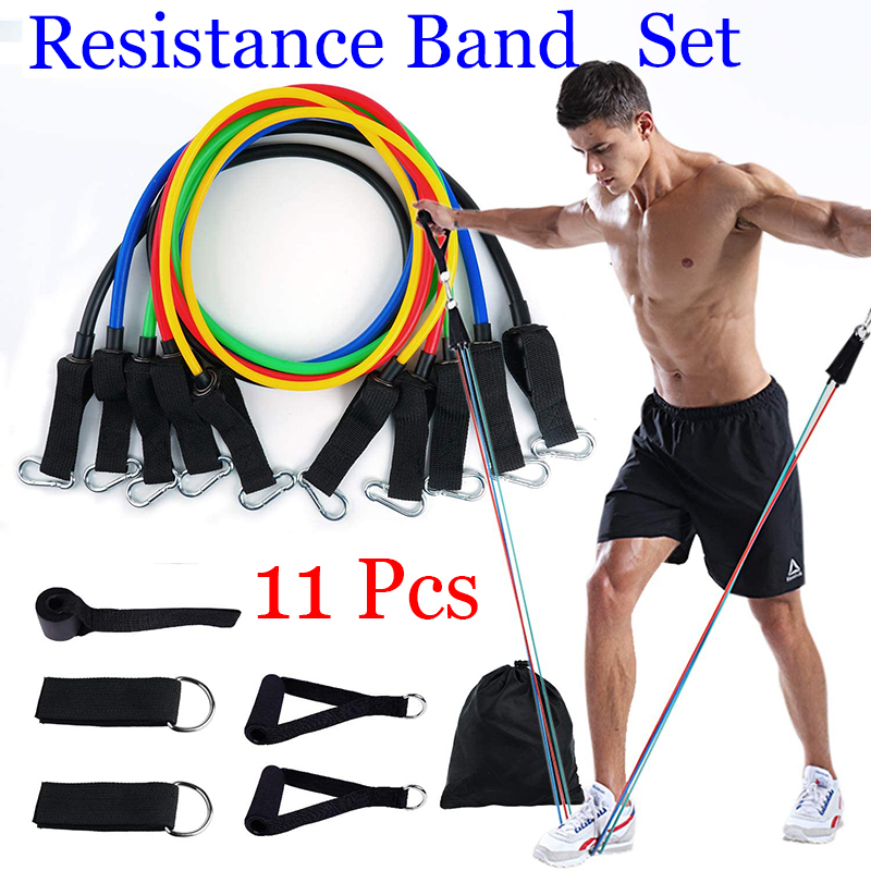 

11Pcs Resistance band set pull rope exercise sports yoga belt elastic rope fitness training exercise 150 lbs resistance tube kit