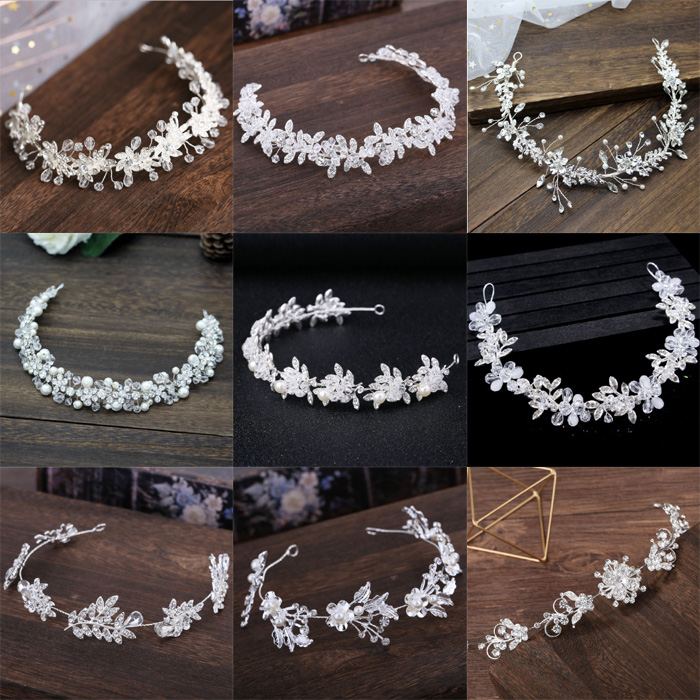 

Bride Crystal Pearl Handmade Headbands Bridal Tiaras Crowns Hairband Headpiece Head Jewelry Women Wedding Hair Accessories