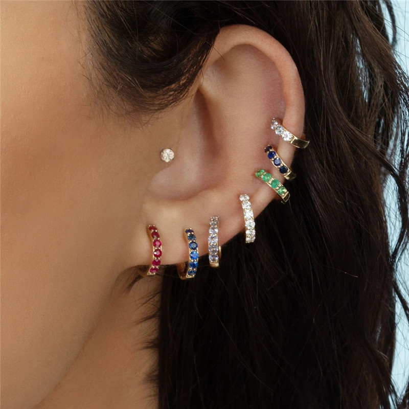 

Fashion Simple Zircon Small Hoop Earrings Women Multicolor CZ Classic Tiny Ear Piercing Cartilage Jewelry Boho Earring Hoops