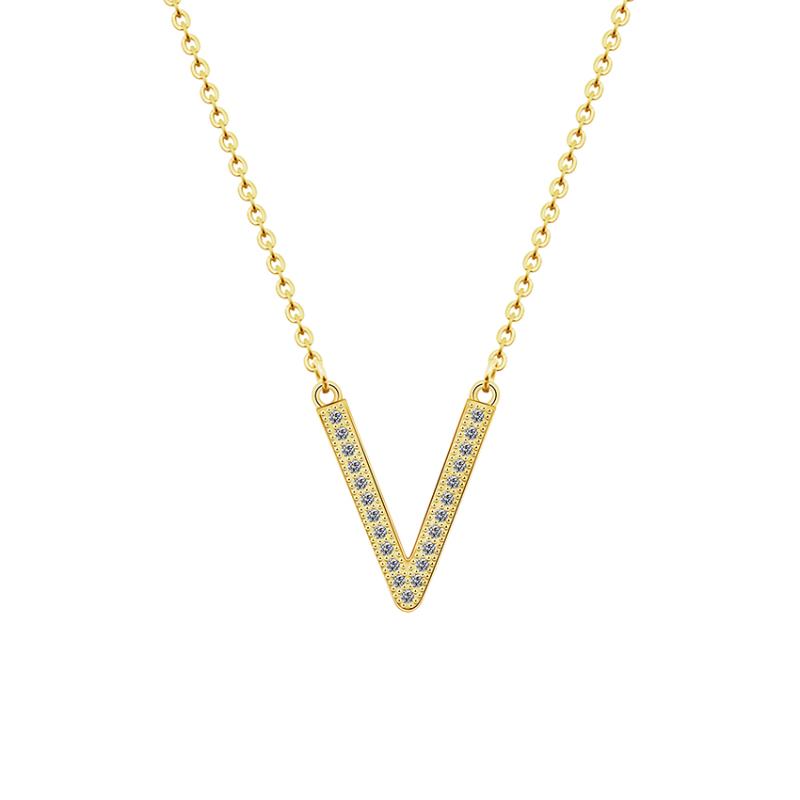 

Crystal V Necklace Dainty Jewelry Stainless Steel Gold Color Chevron V Pave Crystal Necklace Lady Elegant Party Accessories