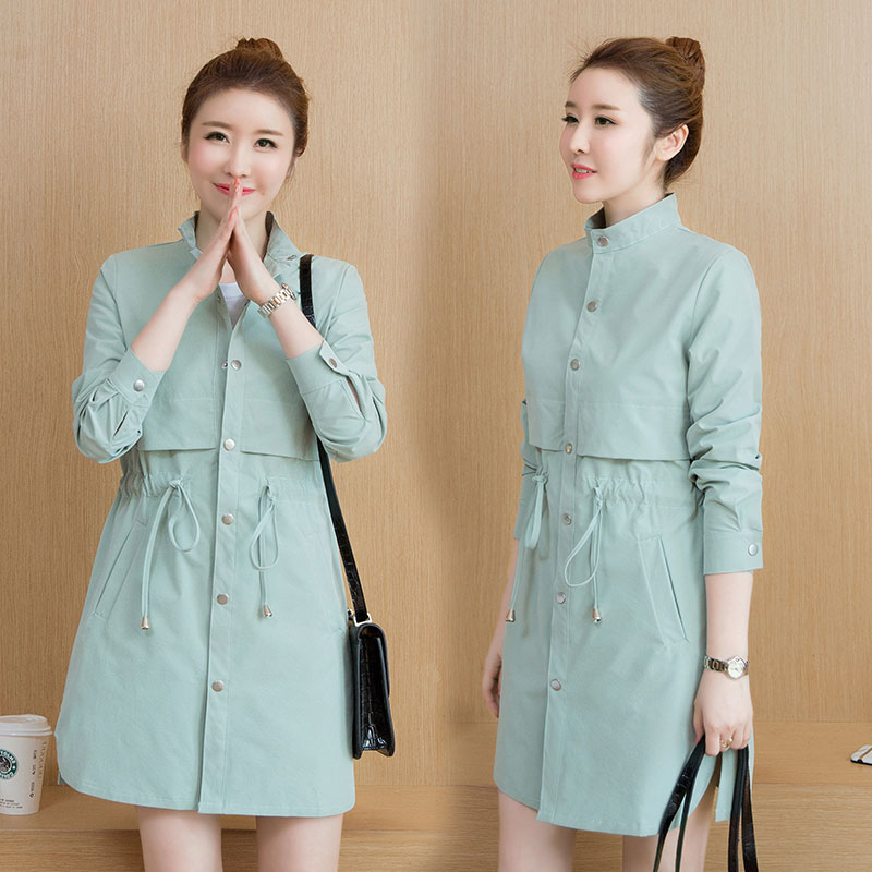 

Fashion Autumn New Windbreaker Mid-length Slim Joker Casual Trench Coat Loose Was Thin Lotus Leaf Overcoat Large Size Women Z295, Khaki