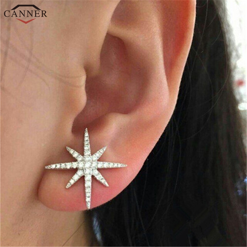 

Januarysnow Gold Star Stud Earrings for Women Girls Cute CZ Crystal Zircon Earrings Fashion Jewelry Gifts Earings Kolczyki H40