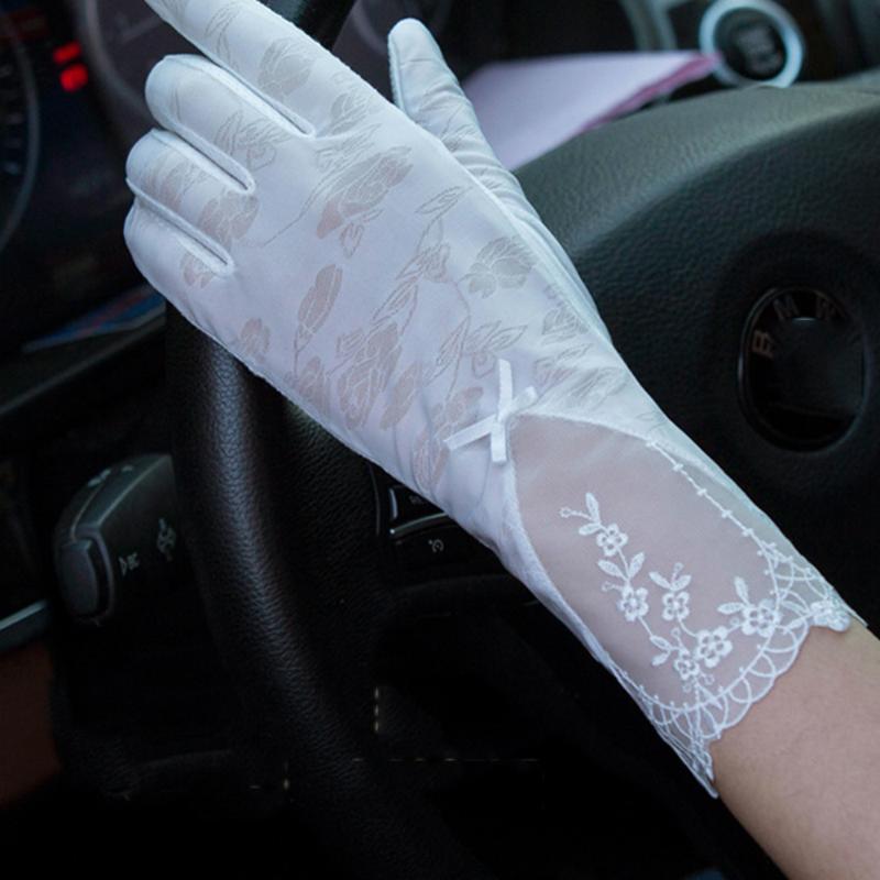 

Driving Glove Anti-slip Lady UV Gloves Proof Breathable Sunscreen Long Silk Thin Mittens Women Comfortable Lace