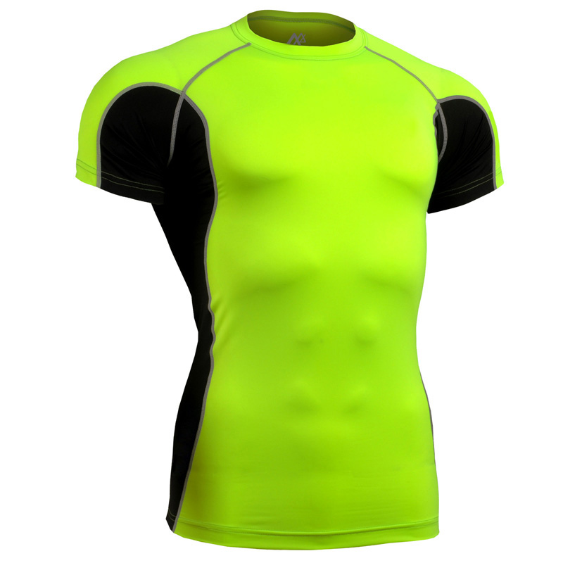

2020 Running Compression Shirts Basketball Sport Tshirt Fitness T shirt male breathable t-shirt shirt men' Workout clothes, Green