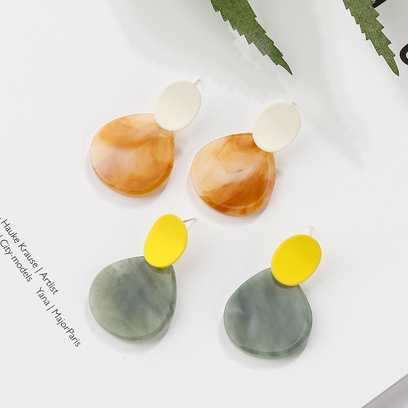 

AENSOA Fashion Korean Unique Resin Acrylic Drop Earrings For Women Simple Geometric Statement Earrings Party Jewelry Gift