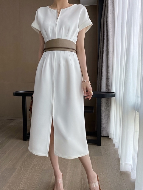 long white goddess dress