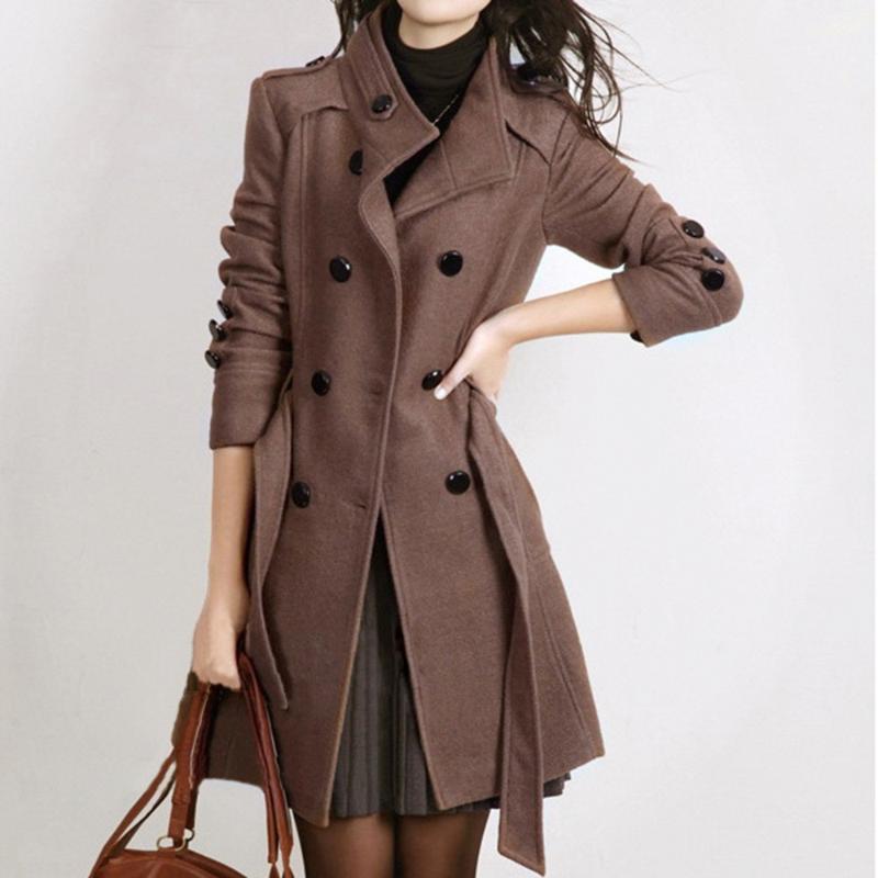 

trench coat for women suede Fashion Loose Winter Warm Long Sleeve Button Coat With Belt high street wear#3, Black