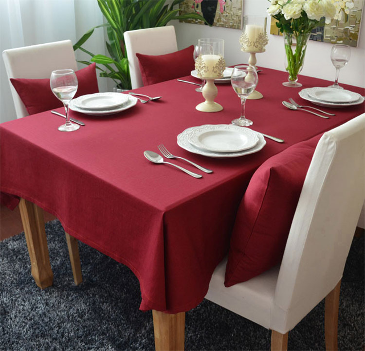 

Solid Rectangular Tablecloth Camp Hotel Wedding Party Cotton and Linen Square Tablecloths Dining Table and Coffee Table Cover, Red