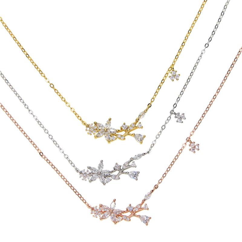

fashion CZ Crystal Charm Flower fine jewelry charm Women Vintage Multi 925 Sterling Silver Maxi Pendant Necklaces Gifts