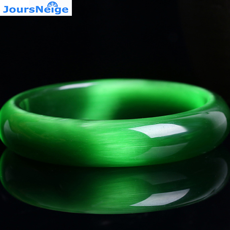 

Genuine Bright Green Natural Cat Eye Stone Crystal Bangles Women Lucky Gift Help Marriage Crystal Bracelet Jewelry JoursNeige