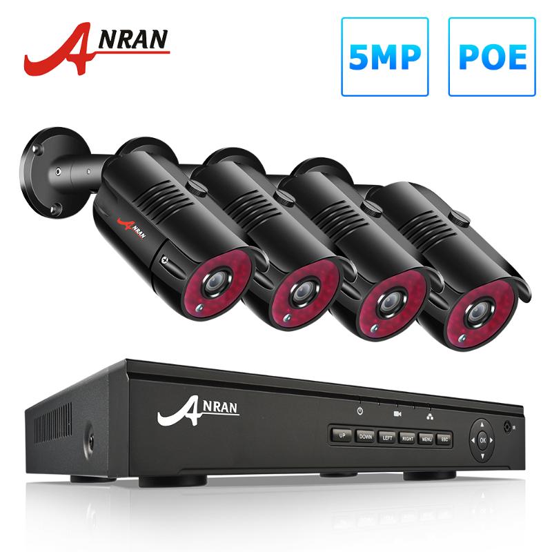 

ANRAN 5MP PoE Surveillance System CCTV System Outdoor Video Security 4CH POE IP Cameras Kits Night Vision Camera Kit