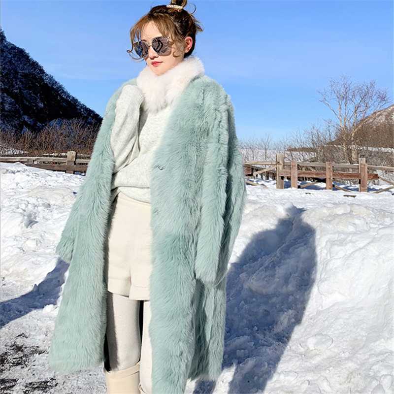 

Bella philosophy winter new coat female high quality long loose plush fur coat woman warm fur grass, Green