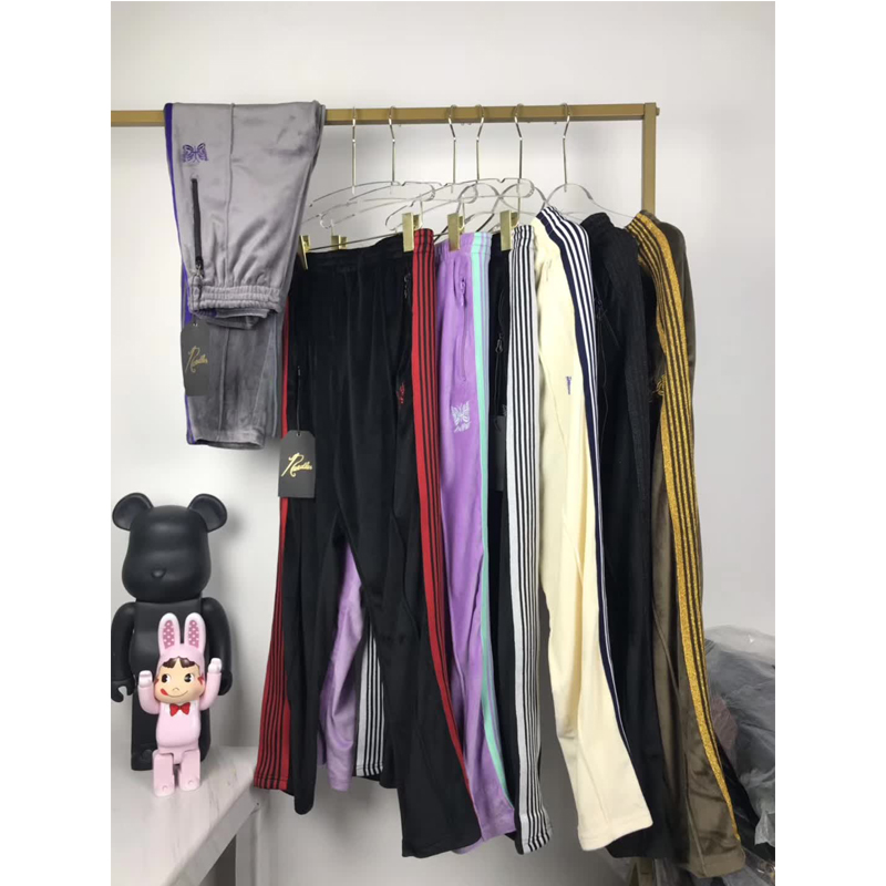 

2020 New AWGE Needles Pants Pants Hip Hop High Quality Butterfly embroidery Track Sweatpants Japan Needles Trousers, Black