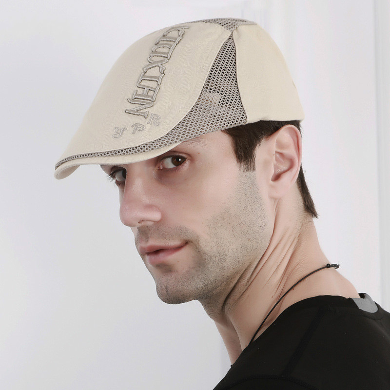 

Berets 2021 Summer Outdoor Cotton Mesh Caps For Men Casual Peaked Letter Embroidery Hats Casquette Cap, Black