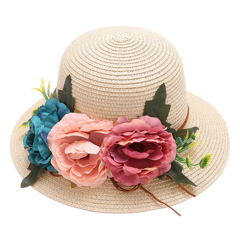 

Women's Sun Hat Big Bow Wide Brim Floppy Summer Hats For Women Beach Straw Hat Sun Protection Visors Femme Cap Flower G3, White