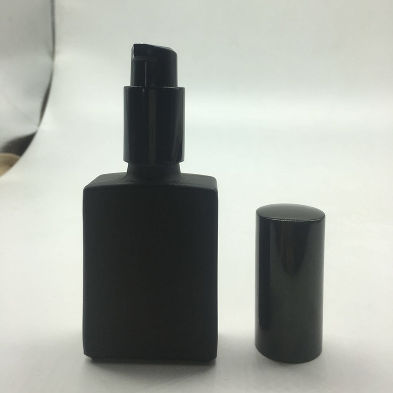 

200pcs 30ml black rectangle bottle with lotion pump cap 1oz Glass Dropper Container refillable matte black rectangle bottle