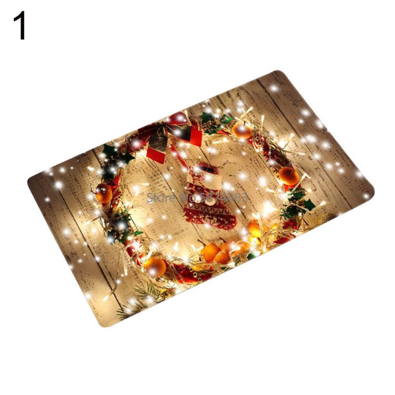 

Fashion 40cm x 60cm Christmas Garland Tree Snowman Elk Anti-slip Doormat Kitchen Floor Mat Carpet anti-slip bottom decor