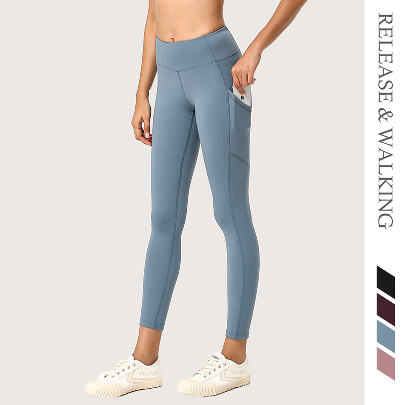 

R&W Women Leggings Exercise Yoga Running Side Pocket Fitness Squat Proof Hip Up Legging Pants Jogger Training Tight High Waist, Black