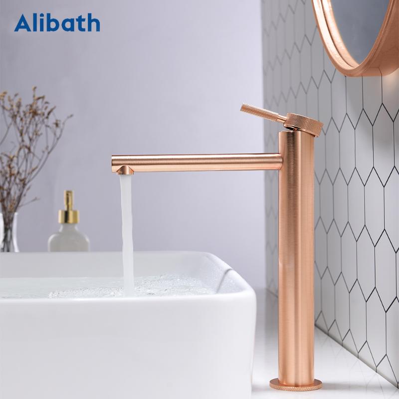 

High Bathroom Basin Faucet Rose Gold/Brushed Taps Wash Hand Face Single Lever Mixer Washbasin Faucets with Hose .