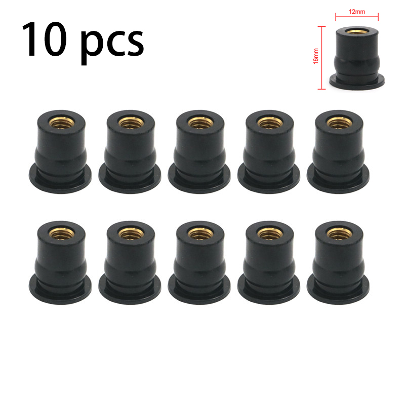

10 piece M6 Rubber Well Nut Screw Bolts Universal Windscreen Windshield & Fairing 6mm 1/2" Wind Deflector Wellnuts Wellnut