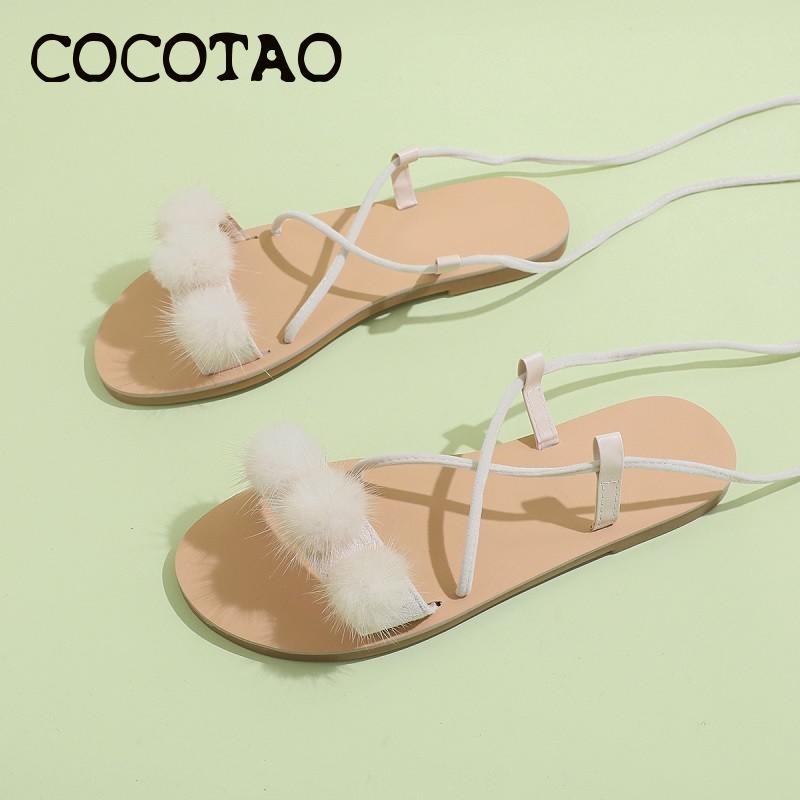 

Roman Sandals Female 2020 Summer New Fashion Wild Fairy Style Students With Skirt Ankle Straps Vacation Beach Sandals, White