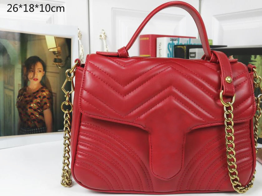 

26*18*10cm Top Quality Fashion Women Bags Handbags Wallets Leather Chain Bag Crossbody Shoulder Bags Messenger Tote Bag Purse Hot sell, Red