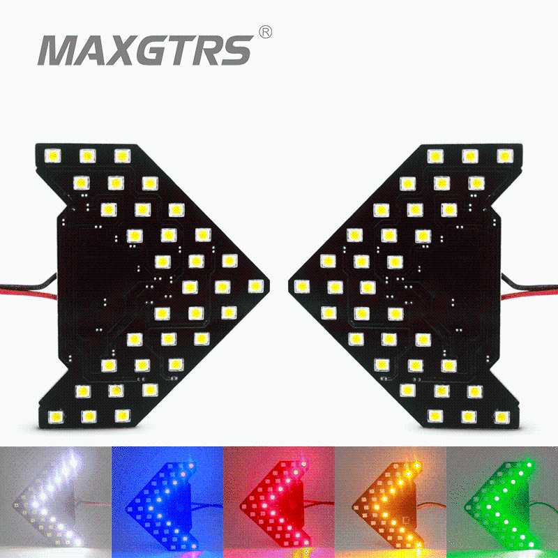 

2x Side Mirror Signals Lights Yellow Universal Fit Ultra Slim Sequential Flashing 33-SMD-1210 Auto LED LED Turn Signal Arrows, As pic