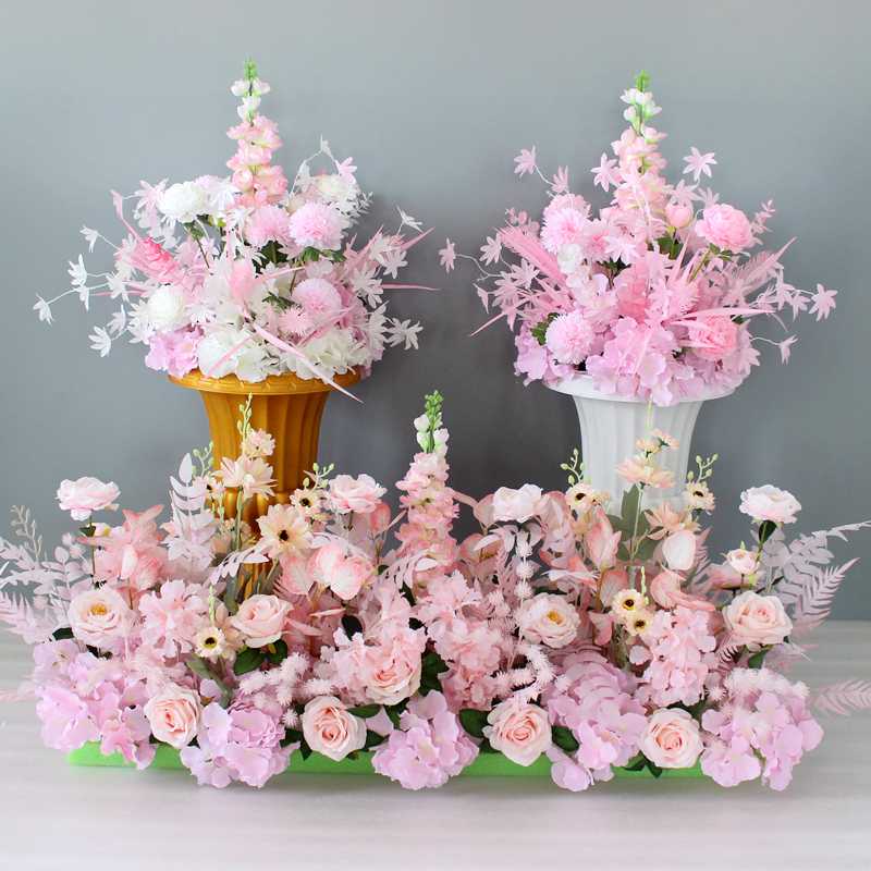 

50/55/65cm silk rose hydrangea artificial flower ball bouquet decor wedding party backdrop road guide table centerpiece flower, A4