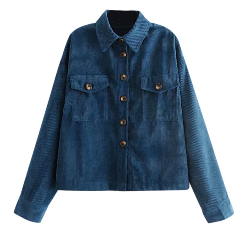

vintage coats and jackets women Fashion Women Long Sleeve Button Corduroy Casual Coat Jacket Outwear#4, Blue