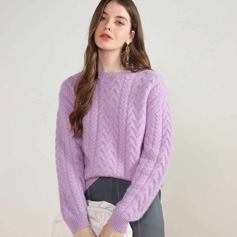 

luxury winter new styles 100% cashmere oversized sweater women fashion cable knitted thick warmlong sleeve soft pullovers, Yellow