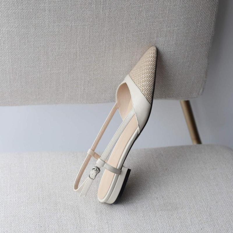 

cow leather straw vintage retro fashion summer gladiator elastic band design low heel slingback gorgeous sandals L23, Beige