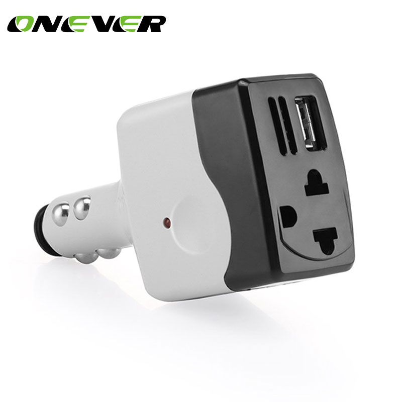 

Onever DC 12V to AC 220V Car Power Inverter Converter 6W Car Auto Charger power Adapter With USB for Smartphone Tablet MP3 black