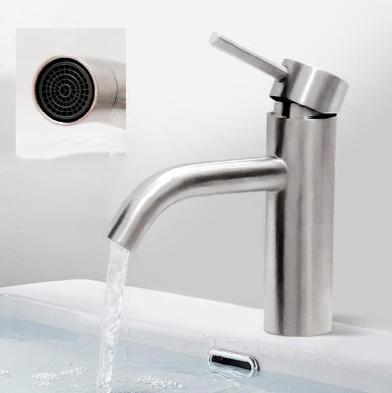

304 Stainless Steel Basin Hot And Cold Water Mixing Faucet, Bathroom/Balcony Counter Basin Low Style Splash-proof Tap