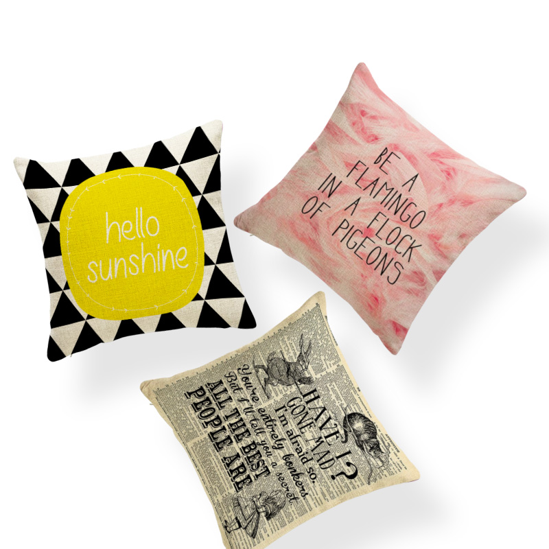 

Fashion Simple Nordic Pillowcase Geometric Letters Water Drop Newspaper Sofa Decoration Cushion Cover Polyester Linen Pillow