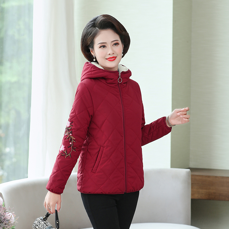 

Autumn 2020 Parkas basic jackets Female Women Winter plus velvet lamb hooded Coats Cotton embroidered Jacket Womens Outwear coat, Sky blue