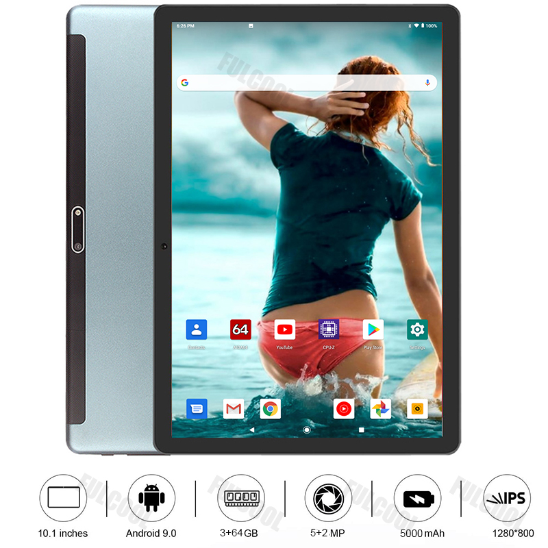 

Brand New Android 9.0 OS 10 Inch Tablet Octa Core Dual SIM Card Phone Call Wifi GPS IPS 3GB RAM 64GB ROM +Gifts, Black