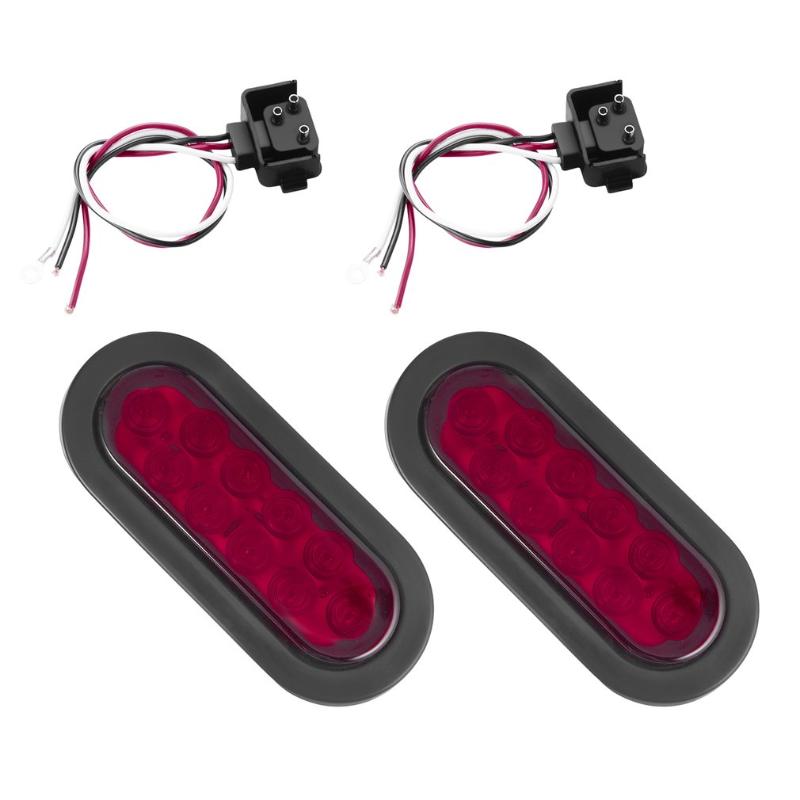 

New 2pcs Long-lasting Low Power Consumption 10 LED Waterproof Oval Stop/Turn/Tail Warning Light for Truck Trailer Boat, As pic