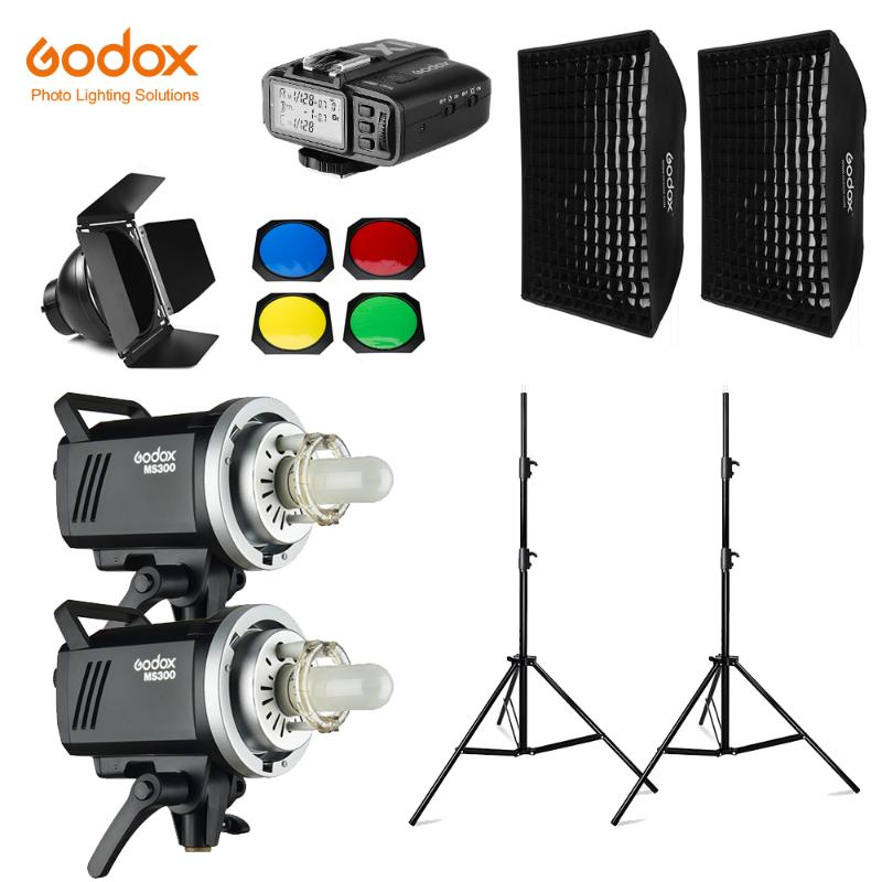 

Godox MS300 600Ws 2x 300Ws Photo Studio Flash Lighting,Softbox,280cm Light Stand,Barn Door,Trigger,Flash built-in Receivers