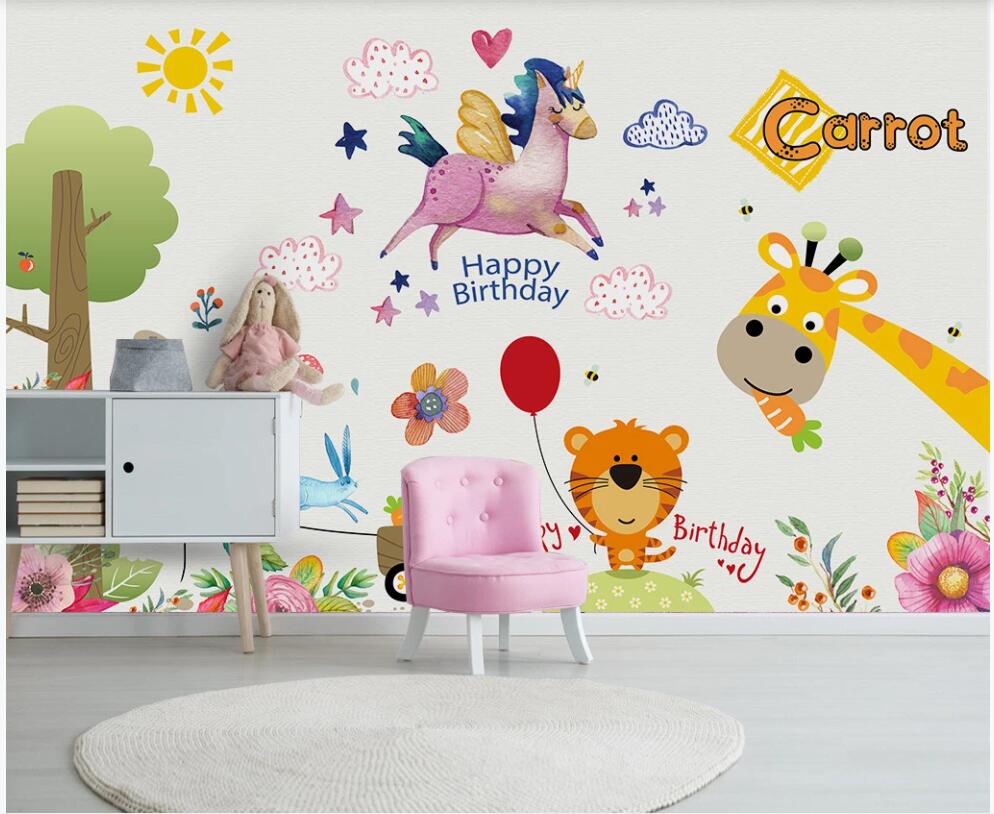 

3d wallpaper custom photo mural Modern flower cartoon animal children's room home decor 3d wall murals wallpaper for living Room, Non-woven wallpaper