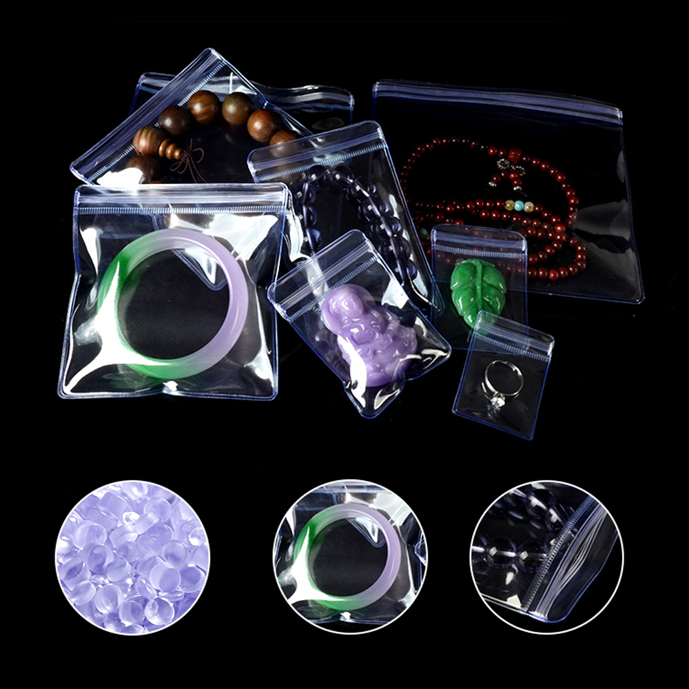 

100pcs/lot PVC Jewelry Gift Bag Self-sealing Soft Plastic Bag Anti-oxidation and Discoloration Clear Bag