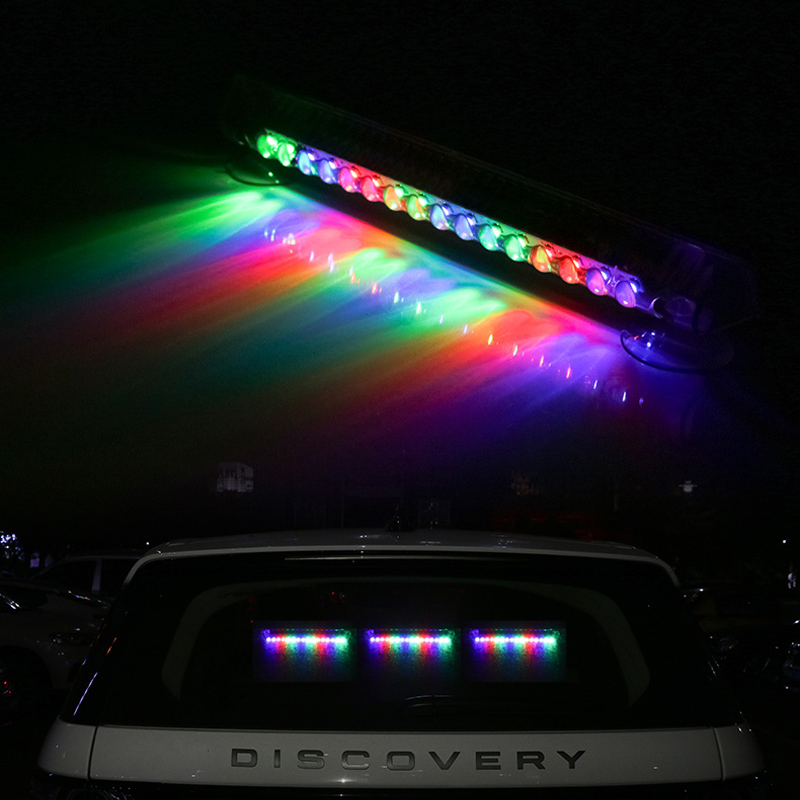 

16LED Car Solar Warning Light Alarm Lights Signal Strobe Lamp Anti Rear-end Collision Flash Lamp Colorful Decorative Lights, As pic