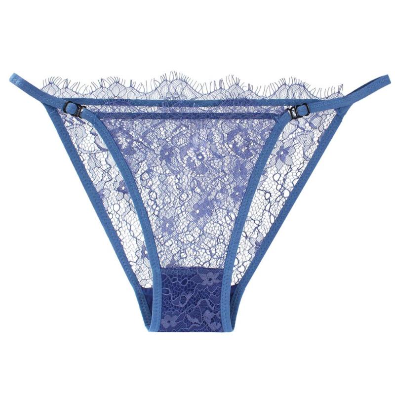 

Elovegirl Sexy Transparent Seamless Women's Lace Flower Underwear Sexy Lace Women's Underwear Support Wholesale 5 Color, Blue