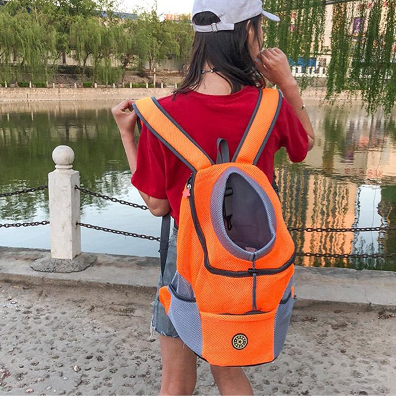 

Fashion Adjustable Double Shoulder Straps Side Pockets Zipper Drawstring Dog Mesh Portable Pet Carrier Bag With Buckle Cat
