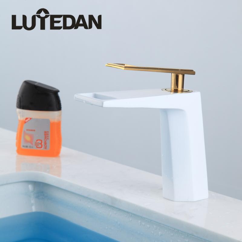 

Lutedan 2-color Basin Sink Faucet Modern Black Bathroom Faucets Hot and Cold Water Basin Mixer Taps