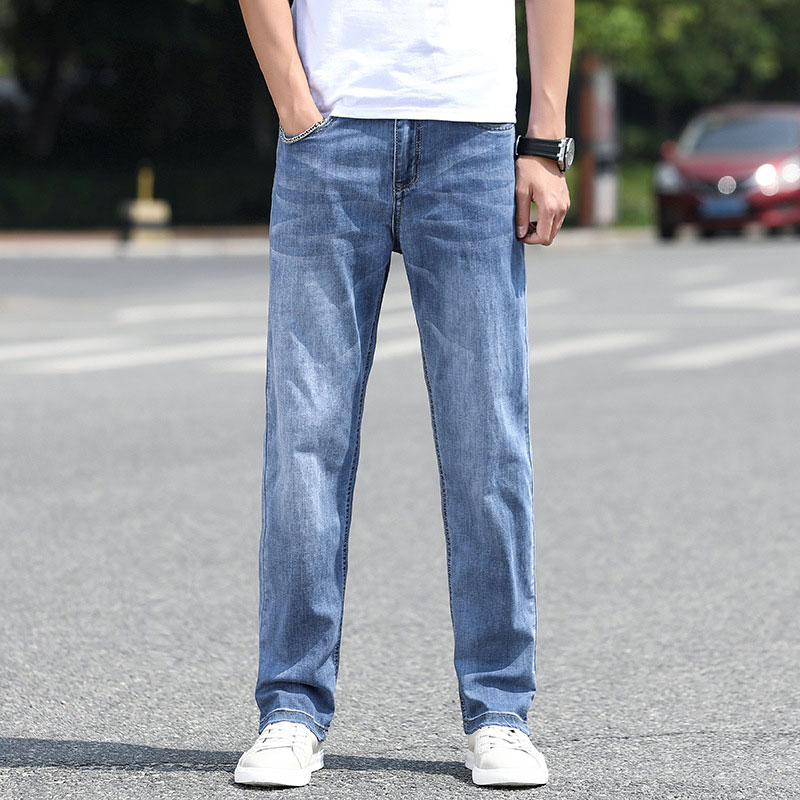 

Jeans Men High quality Straight Loose Stretch Denim Pants mens Trousers Blue Business Cowboys Man Jeans Big size 40 42 44, 069 light blue