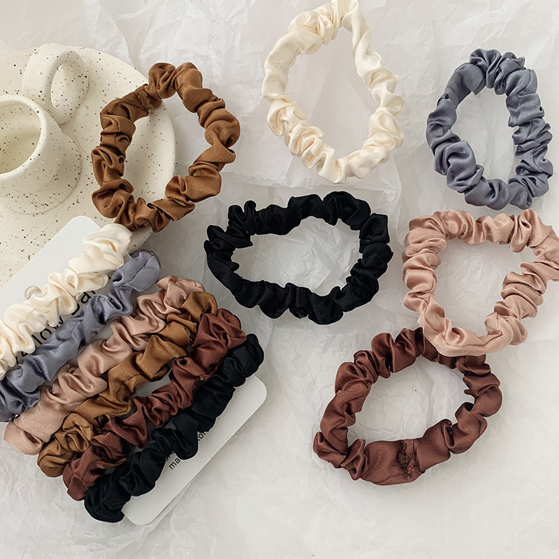 

6Pcs/Set Elastic Hair Ring Satin Hair Scrunchies For Women Girls Accessories Ponytail Holder Rope Solid Color Headwear
